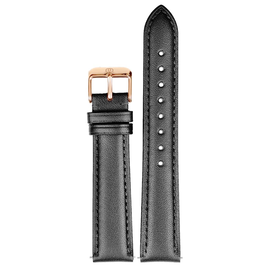 bracelet en cuir véritable | Noir / Argent | RÉF : BLS18M