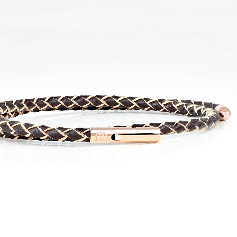 SUIVRE | LEATHER BRACELET | BROWN -in ROSE GOLD - MASISTES