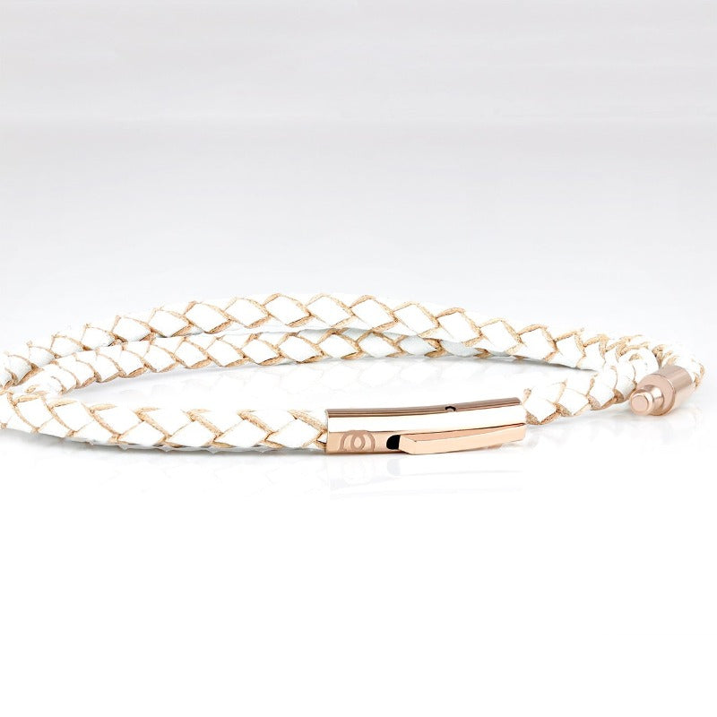 SUIVRE | LEATHER BRACELET | WHITE -in ROSE GOLD - MASISTES
