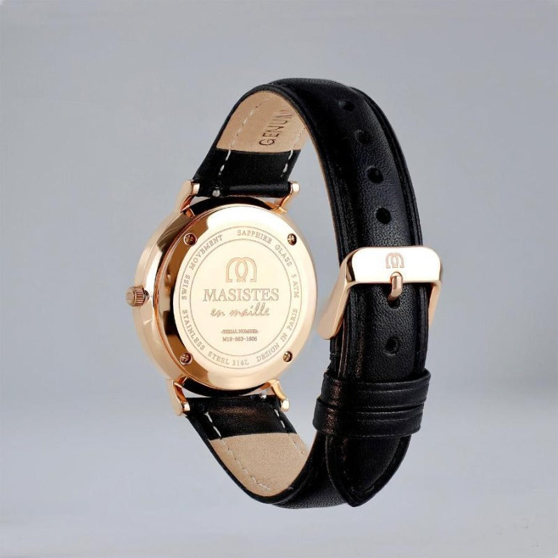 En Maille | 36MM | STEEL IN ROSE GOLD-LEATHER-Men - MASISTES