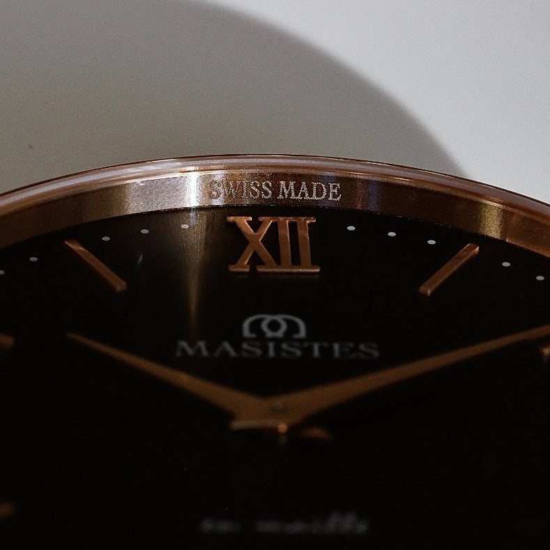 En Maille | 36MM | STEEL IN ROSE GOLD-LEATHER-Men - MASISTES