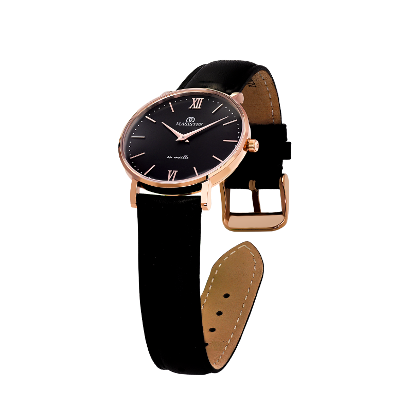 En Maille | 36MM | STEEL IN ROSE GOLD-LEATHER-Men - MASISTES