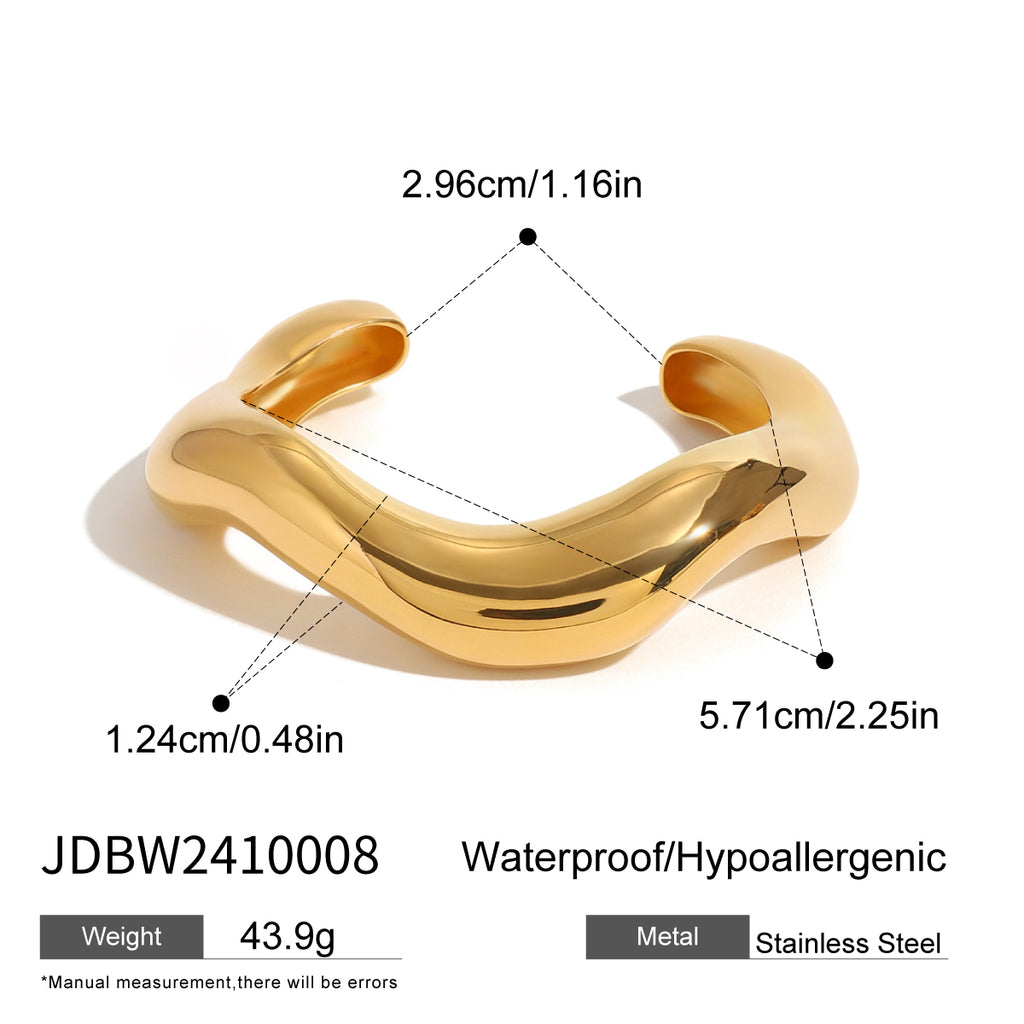 OVAL BOLD CUFF BRACELET GOLD-PLATED