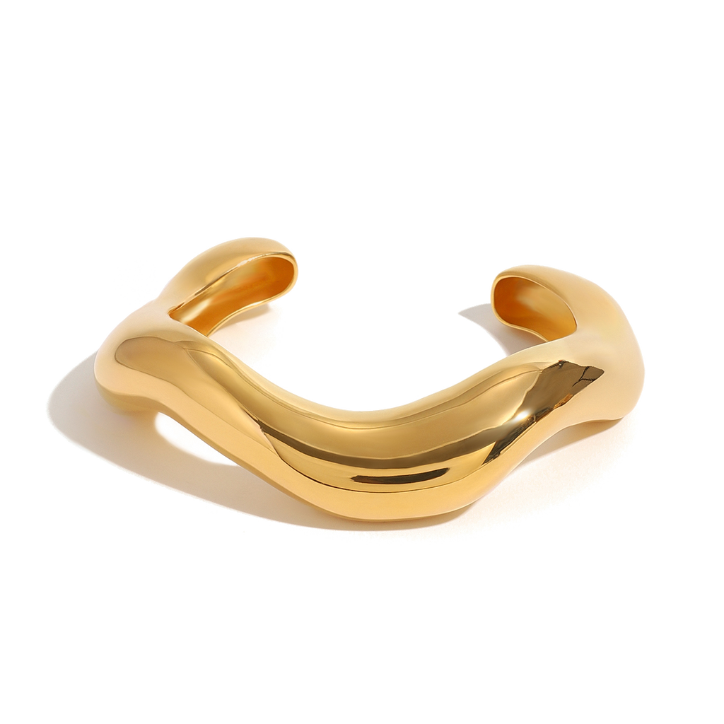 OVAL BOLD CUFF BRACELET GOLD-PLATED