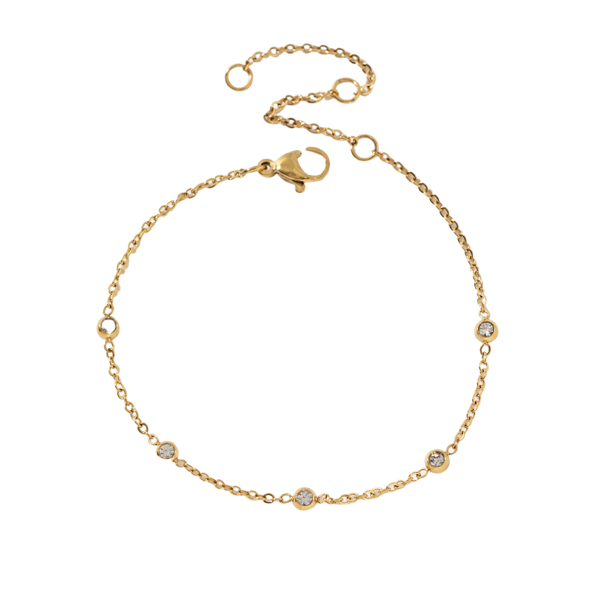 MINIMALISTISCHES ZIRKON-CHARM-ARMBAND | 18K VERGOLDET