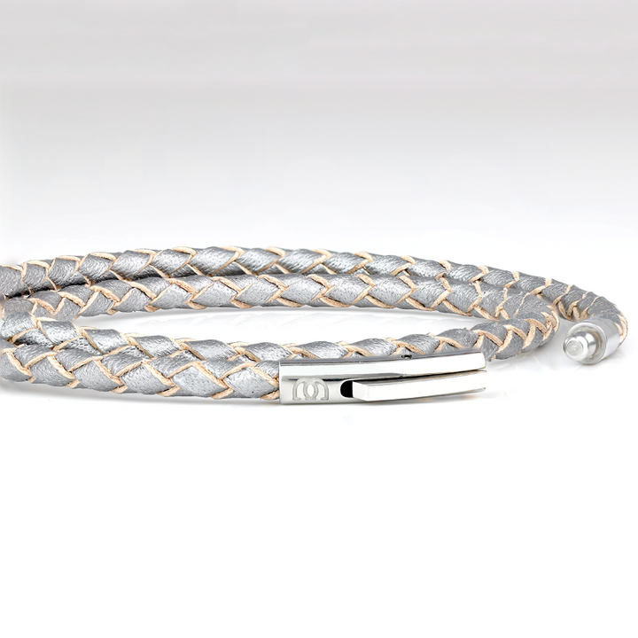 SUIVRE | LEATHER BRACELET | SILVER-STEEL - MASISTES