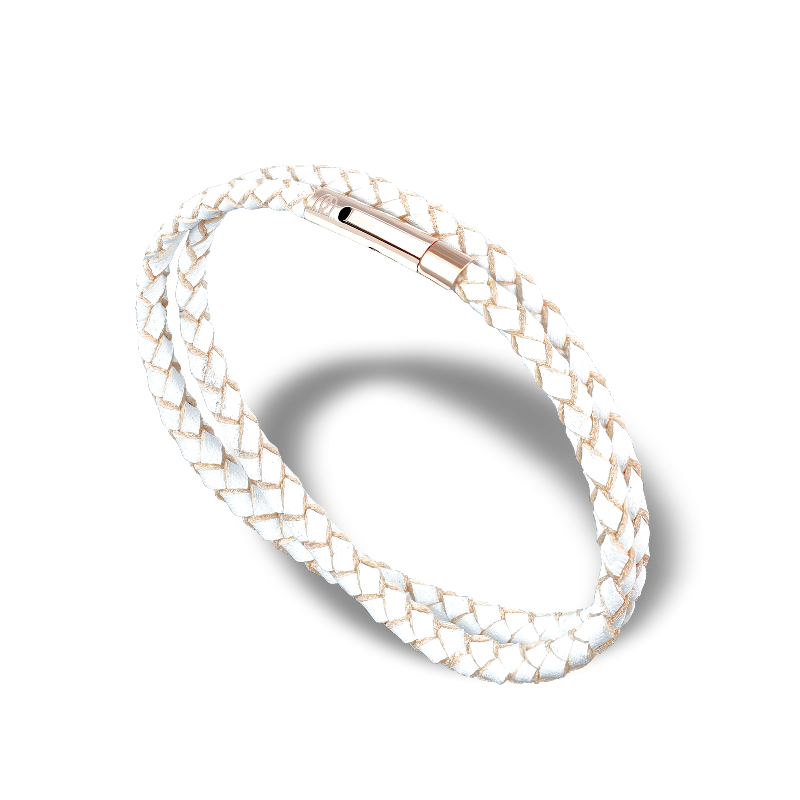 SUIVRE | LEATHER BRACELET | WHITE -in ROSE GOLD - MASISTES
