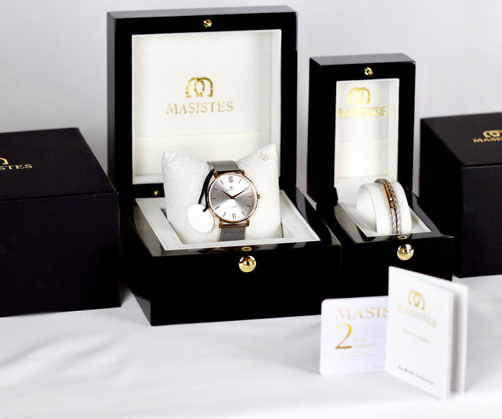 En Maille | 36MM | STEEL IN ROSE GOLD-LEATHER - MASISTES