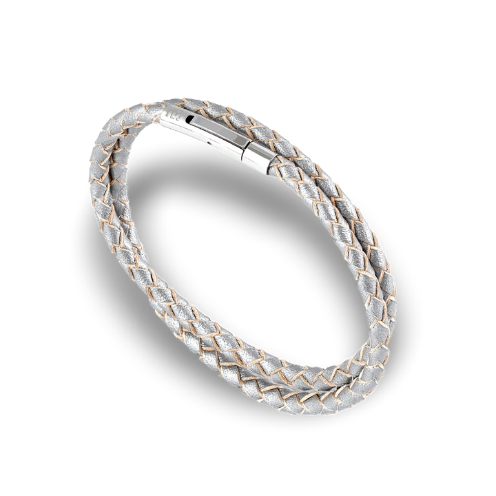 SUIVRE | LEATHER BRACELET | SILVER-STEEL - MASISTES