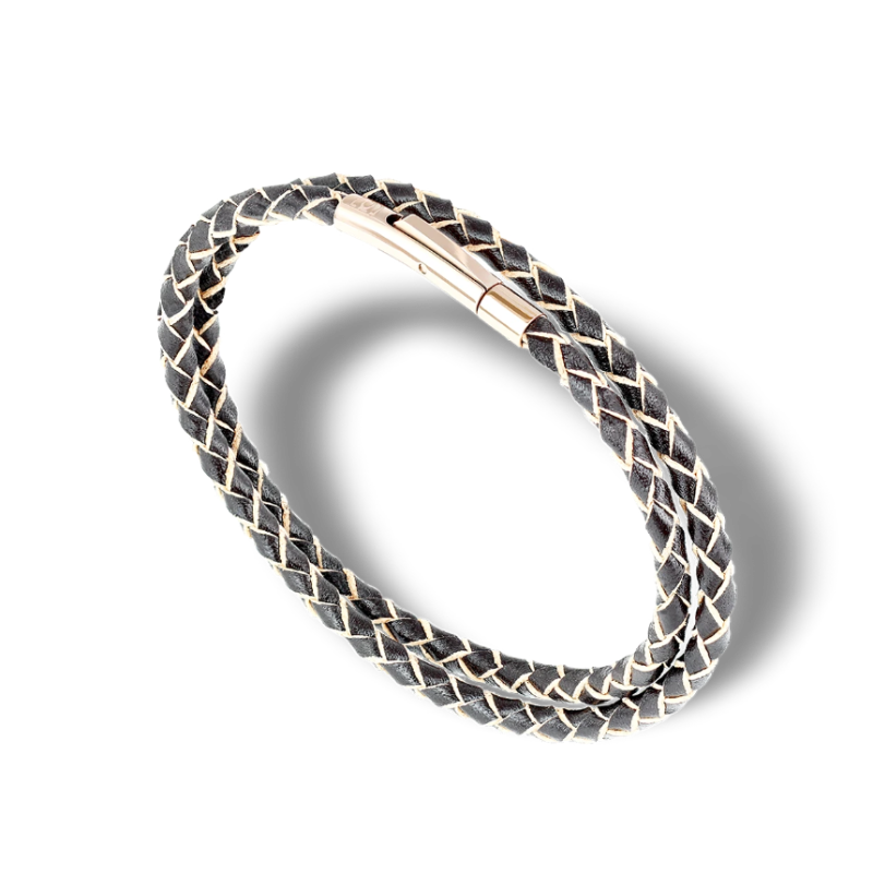 SUIVRE | LEATHER BRACELET | BROWN -in ROSE GOLD - MASISTES