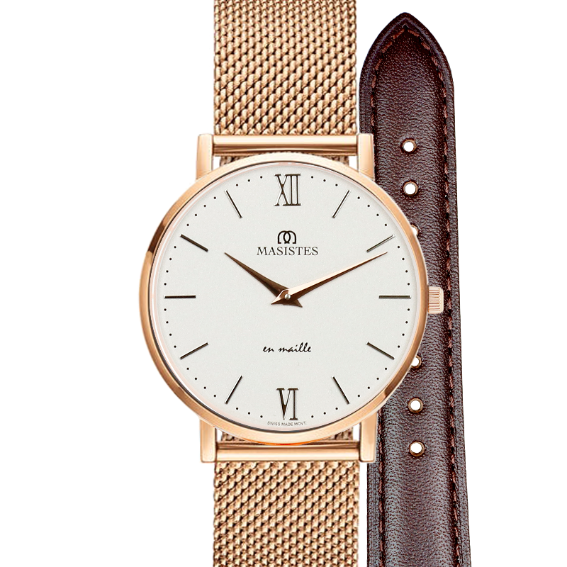 GIFT SET | Classic En-Maille / 36MM | INTERCHANGEABLE METAL AND LEATHER STRAPS 